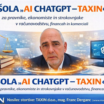 ŠOLA »AI CHATGPT – TAXIN« - za pravnike, ekonomiste in strokovnjake v računovodstvu, financah in komerciali…
